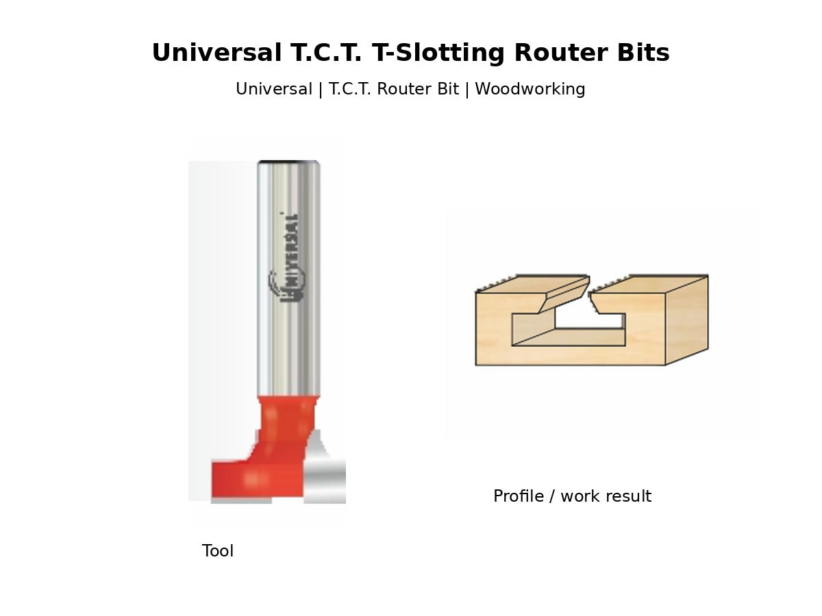 Universal T.C.T. T-Slotting Router Bit with T-slot profile example
