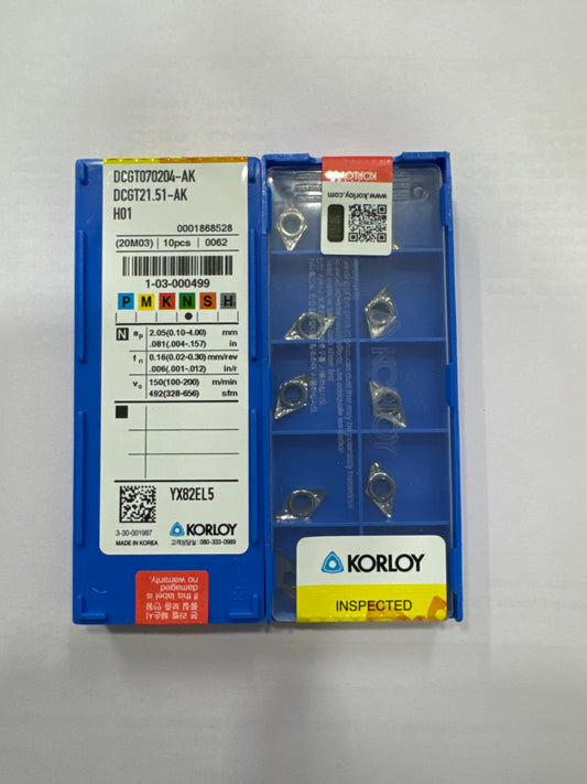 DCGT070202/04/08 AK-H01 TURNING INSERT (KORLOY)
