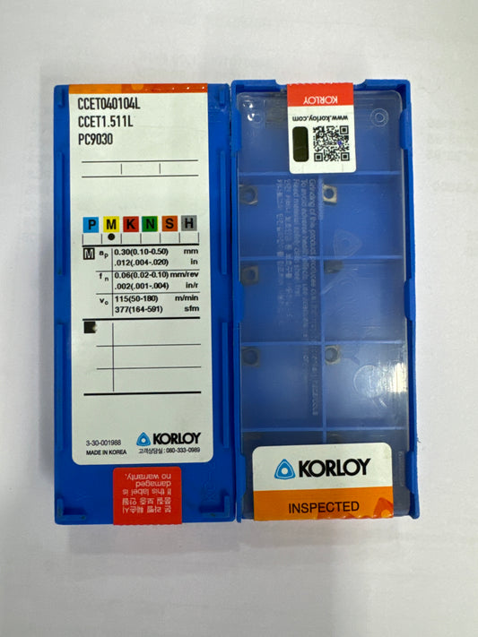 CCET040102/04 L/R PC9030 TURNING INSERT (KORLOY)