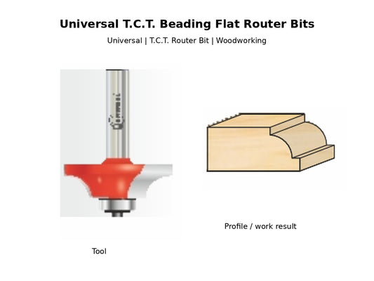 Universal T.C.T. Beading Flat Router Bit with wood profile example